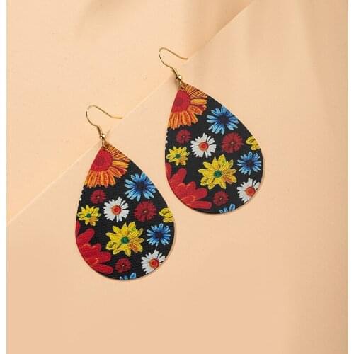2020 Ins New Charming Painting Colorful Sunflower Flower Flamingo Bird Geo Earrings Trendy Korean Fashion Chic Party Jewelry