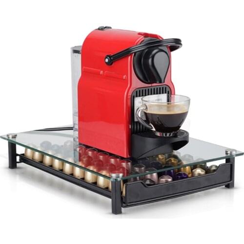 60 Cups Glass Nespresso Coffee Pods Holder Rack Coffee Capsule Stand Storage Shelves For Coffe Holder Drawer Stainless Steel