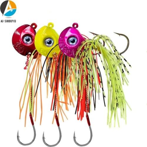 AI-SHOUYU Fishing Lead Jig Head Lure 40g/60g/80g/100g Strong Hook Deep Sea Boat Fishing Tackle With Skirt Assist Hot Hot Sale