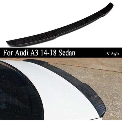 Car For Audi A3 Sedan 2014 2015 2016 2017 2018 V Type Carbon Fiber Rear Trunk Spoiler Wing