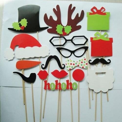 Free shipping 10bags happy christmas 17pcs/bag paper christmas santa hat elk hat photo booth props favors, event party supplies