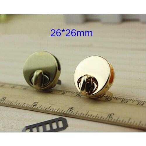Free Shipping - 6 sets 26*26mm Round Hasp Hardware For Leather Bag Bronze / Light Gold Diy Handbag Hasp Turn Lock