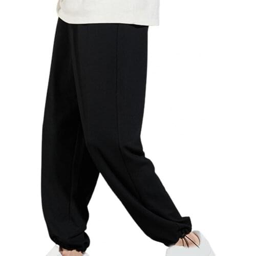 Male Pants Trendy Solid Color Ankle Banded Men Pants Autumn Straight Wide Leg Casual Pants Casual Trousers Men Sweatpants 4XL