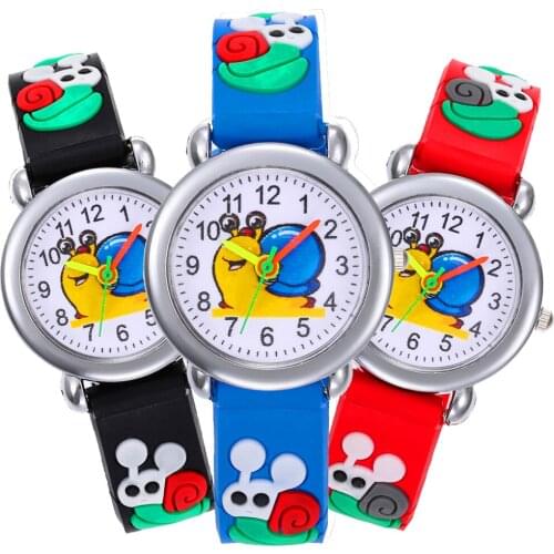 Red/Black/Blue Silicone Strap Boys Watch Children Cartoon Snail Watch Child Quartz Wristwatch Girl Kids Watches Digital Clock