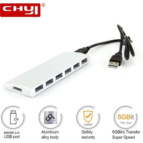 CHYI Multi Hub USB 2.0 Aluminum Alloy 7 Port USB Splitter External Hub Adapter For PC Macbook pro Laptop Accessories
