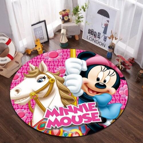 Cartoon Mickey Kids Play Mat 100x100cm Round Carpet Flannel Printed Area Rug for Boys Bedroom Home Decorative