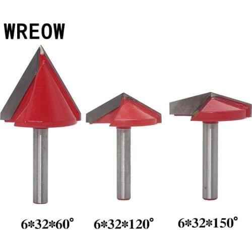 WREOW 1PC 6mm Shank 60/90/120 Degree Router Bit CNC Carbide Alloy Milling Cutter 3D V Router Bit Woodworking Tool For Slotting