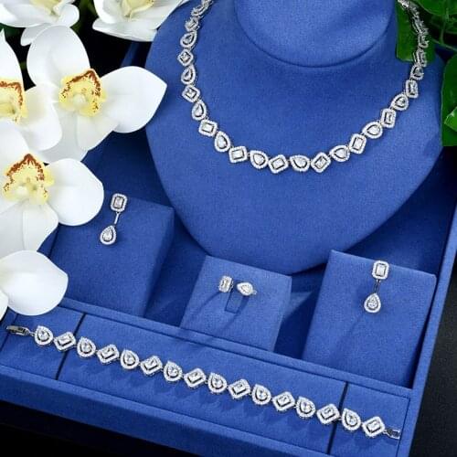 Be 8 Beautiful Square Shape CZ Necklace Set Women Fashion Jewelry Set Bridal Weeding Jewelry parure bijoux femme mariage S511