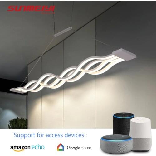 Creative Modern Led Hanging Pendant Lights For Dining room Kitchen Living room Lamp Amazon echo Voice Control Intelligent Light
