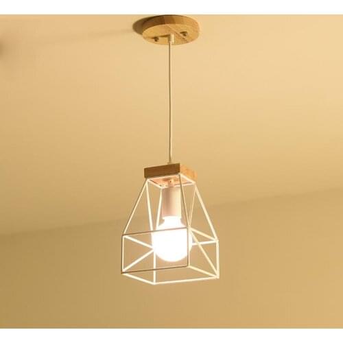 Kitchen 1 pcs wood steel Pendant Lamps for Dining Room Bar Iron Single led Lamp American Lantern E27 Pendant Light home Lighting