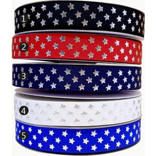 Gold Foil Ribbon Free shipping 7/8" 50 yards for one color star printed grosgrain ribbon