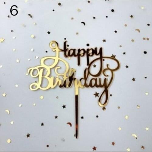 Love Happy Birthday Acrylic Cake Topper Flag Card Home Party Decoration Supplies J2Y