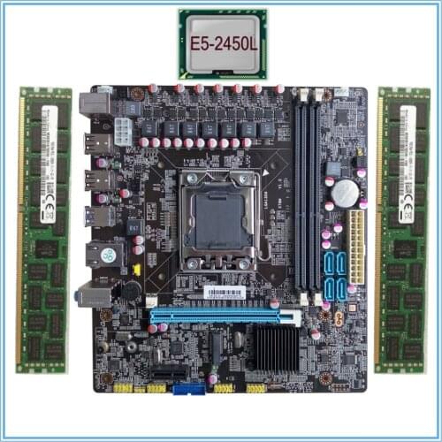Mainboard New Desktop Motherboard X78 LGA 1356 with E5-2450L + 16G(8G*2)RAM set M.2 ddr3 ecc ram port 32G USB3.0 M ATX