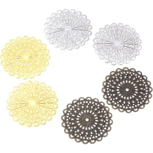 MIAOCHI Retail 10 Antique Bronze Filigree Flower Wraps Connectors Metal Crafts Gift Decoration DIY Findings 42x42mm F0358