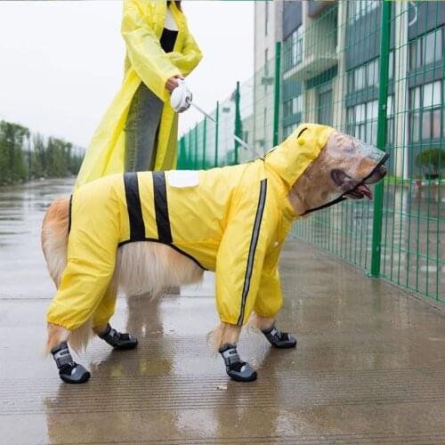Cute Big Dog Raincoat Four-Legged Waterproof All Inclusive Medium Large Dog Rainy Day Clothes Outdoor Breathable Puppy Clothes