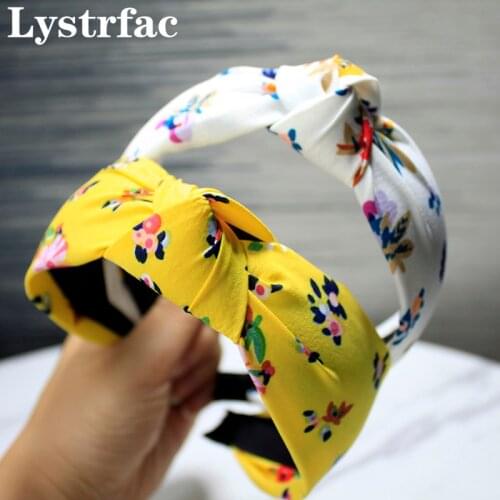 Lystrfac Fashion New Print Knot Hairband for Women Boho Style Farbic Hairband Hair Hoop Female Headwear Hair Accessories