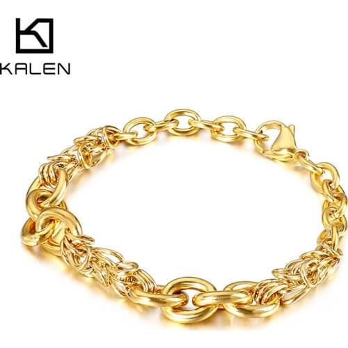 Kalen Fashion Splicing Links Mens Stainless Steel Bracelet Wholesale Chain Jewelry Accessories