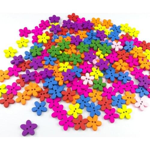 60Pcs/Lot Fashion Popular Plum Blossom Mixed Wood Buttons Decorative Butons Sewing Accessories Handmade Scrapbooking Button DIY