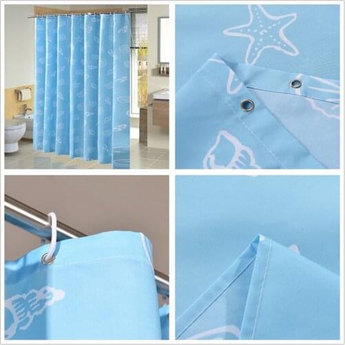 Marine Shower Curtains for Bathroom Jinya Home Blue Thickened Waterproof Polyester Fabric Hotel Farmhouse Decoration Curtain