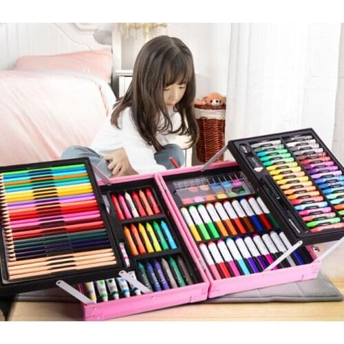 145 painting sets in aluminum boxes Crayon watercolor brush Gift box of painting tools