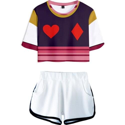 Japan Anime Hunter X Hunter 3D Print Tracksuit Women Two Piece Set Top and Shorts Outfits Killua Zoldyck HIsoka Cosplay Costumes