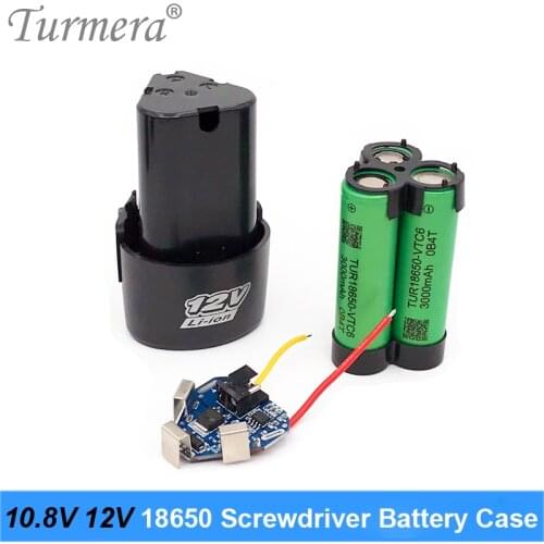 Turmera 3S 12V 10.8V Screwdriver Drill Battery Case Box with 18650 Hoder Brackets 3S 40A BMS Board for Shura Shrika Replace Use