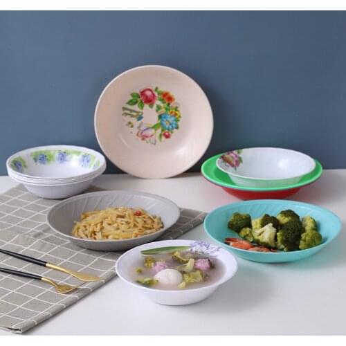 Colorful pattern plastic amine bowl holds food fruit small dish Chinese style lovely children meal plate