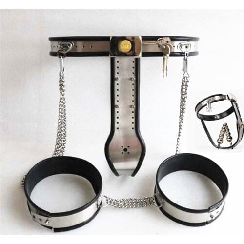 4in1 Chastity Belt with Thign ring Anal Plug Vagina Plug Chastity Devices Bondage Kits Metal Chastity Band G29Sex Toys for Women