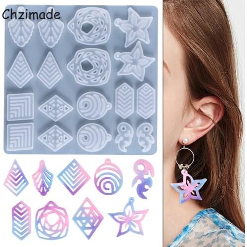 Chzimade Flower Leaves Earring Silicone Mold Resin Mould Jewelry Making Casting Tools Earring Mold For Craft Diy Pendant Making