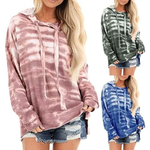 Tie-dye Gradient Hooded Womens Fashion Long-sleeved Tie-dye Round Neck Sweatshirts Women Casual Oversized Hoodie new