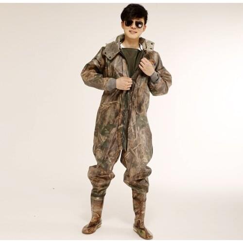 Thicken Waterproof Whole Body Fishing Wear-resisting Waders Pants with Boots Camouflage Men Women Wading Trousers HW067