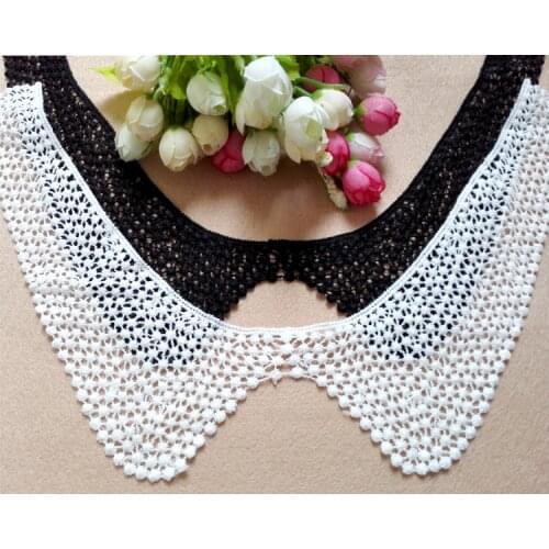 Water Soluble Milk Silk Fine Lace DIY Clothing Clothes Applique Neckline Womens Clothing Black White Brooch Patches Decoration