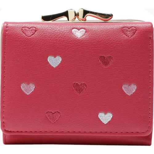 WEIXIER Colorful Lady Lovely Coin Purse Solid Heart Clutch Wallet Large Capacity Women Small Bag Cute Card Hold carteiras ZK-97