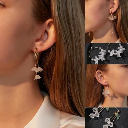 2021 New Crystal Flower Dangle Earrings For Women Boho Fashion Long Tassel Earrings Female Wedding Earring Party Jewelry Gifts