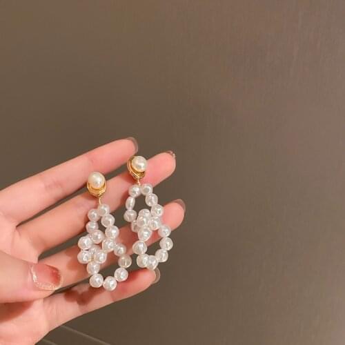 Origin Summer Korean Style Irregular Pearls Drop Earrings for Women Twisted Geometric Hanging Dangle Earrings Luxury Pendientes