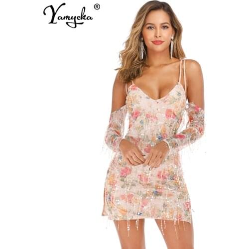 Sexy tassel print Sequins summer Midi dress women Off Shoulder Backless wrap elegant bodycon vintage club party dresses vestidos