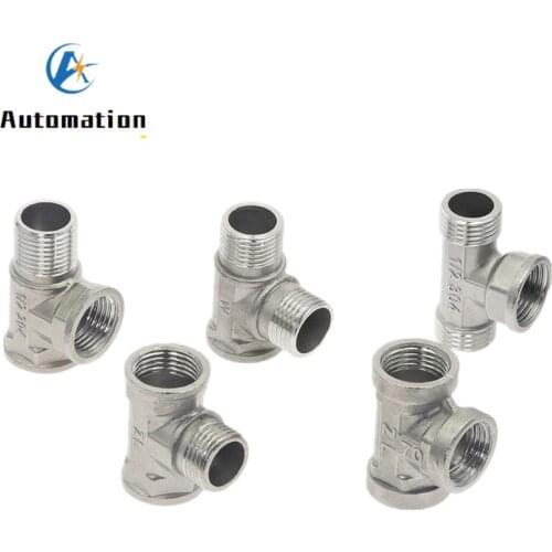 1pcs Stainless steel DN15 1/2" BSP Female Male Thread Tee Type joint Adapter Coupler Plumbing fittings Connector