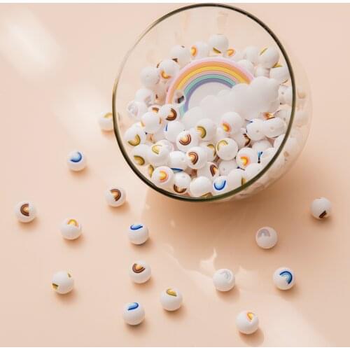 10 Pcs/lot Rainbow Silicone Beads Food Grade Soft Nursing Silicone Teething Bead In Baby Teethers Nursing Toys for Necklace DIY