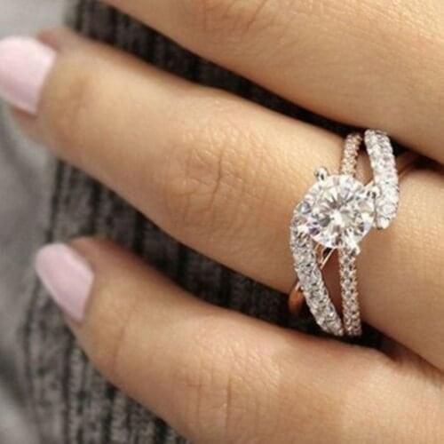 100% Real Rose Gold Fashion Women Rings Luxury Diamond Engagement Rings for Women Accessories Female Wedding Fine Jewelry Gifts