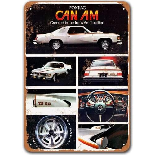 1977 Pontiac Can Am Vintage Tin Signs Cars, Sisoso Metal Plaques Poster Garage Pub Retro Wall Decor 8x12 inch