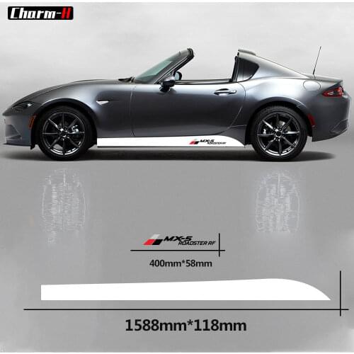 2pcs Car Styling Side Skirt Stickers DIY Racing Stripes Decals Decoration for Mazda MX-5 Roadster RF Accessories