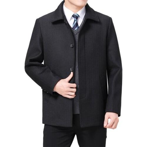 2021 Men Wool Blend Coat Autumn Wool Jacket Man Peacoat Winter Warm Wool Coats High Quality Mens Woolen Coat Turn-down Collar