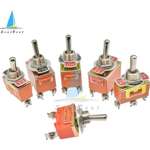 5Pcs AC 250V 15A Toggle Switch 3 Terminal ON-OFF 2 Pin 3 Pin 4 Pin 6 Pin E-TEN1021 E-TEN1122/1121/1221/1321/1322 Waterproof Cap