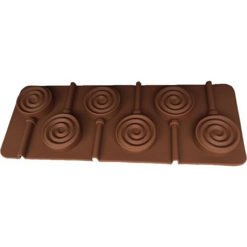 6-Cavity 6-Cavity DIY Round Spiral Swirl Shape 3D Silicone Lollipop Mold Candy Chocolate Gummy Fondant Mould Bakeware Baking