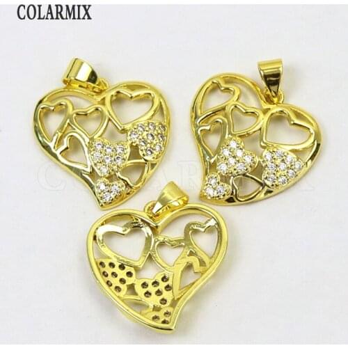 8 Pcs Love Charms necklace pendant Zircon heart Jewelry pendant Necklace jewelry pendant Gift for Mama 8291
