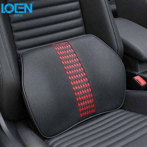 Auto Accessories Car Seat Lumbar Cushion Wait Rest Pillow Memory Foam Braided Genuine Leather Breathable 1PCS Black Brown Red