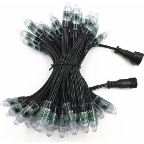 DHL/FEDEX/UPS FREE SHIPPING 5V 500/1000pcs WS2811 RGB Pixel,12mm Smart Bullet Pixel Nodes,Black wire 4in Spacing IP68 waterproof