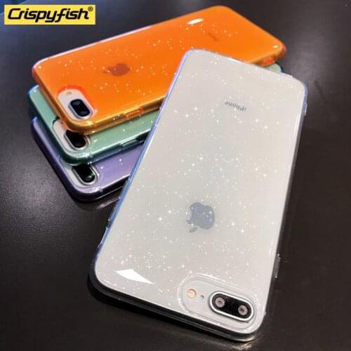 Glitter Sparkly Transparent Soft TPU Silicone Phone Case Skin For iPhone 12 7 8Plus 6 se XR XS MAX 11Pro Max Plain Protect Cover