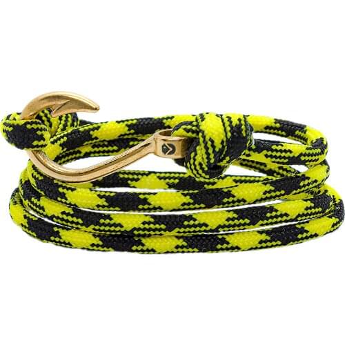 DARK DIAMOND-925 sterling silver hook bracelet, 18K gold plated and Paracord rope. Adjustable, top quality