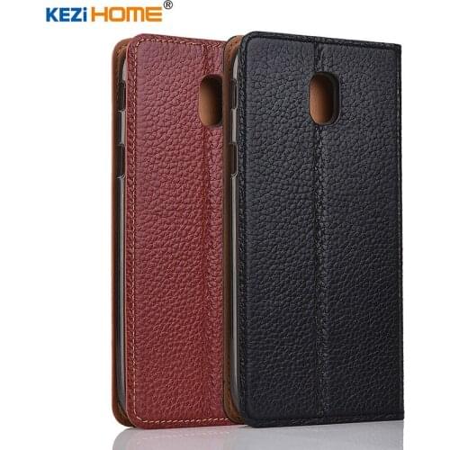 For Samsung Galaxy J3 2017 case KEZiHOME Litchi Genuine Leather Flip Stand Leather Cover For Samsung J330F SM-J330 5.0'' cases